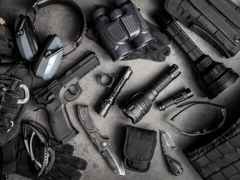 Tactical tools flat lay